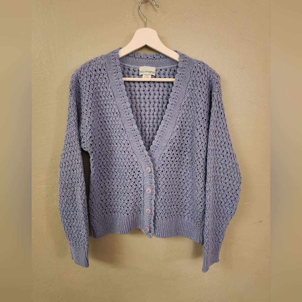 Vintage 1980s Willow Ridge Open Knit Button Cardigan